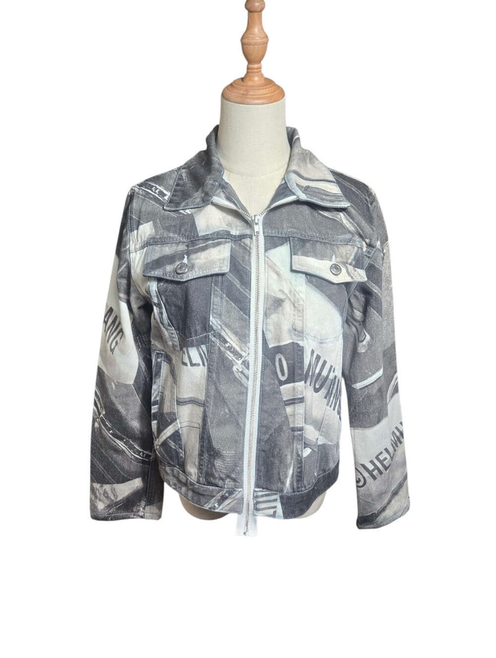 Helmut Lang Denim Trucker Jacket Graphic Print NWT